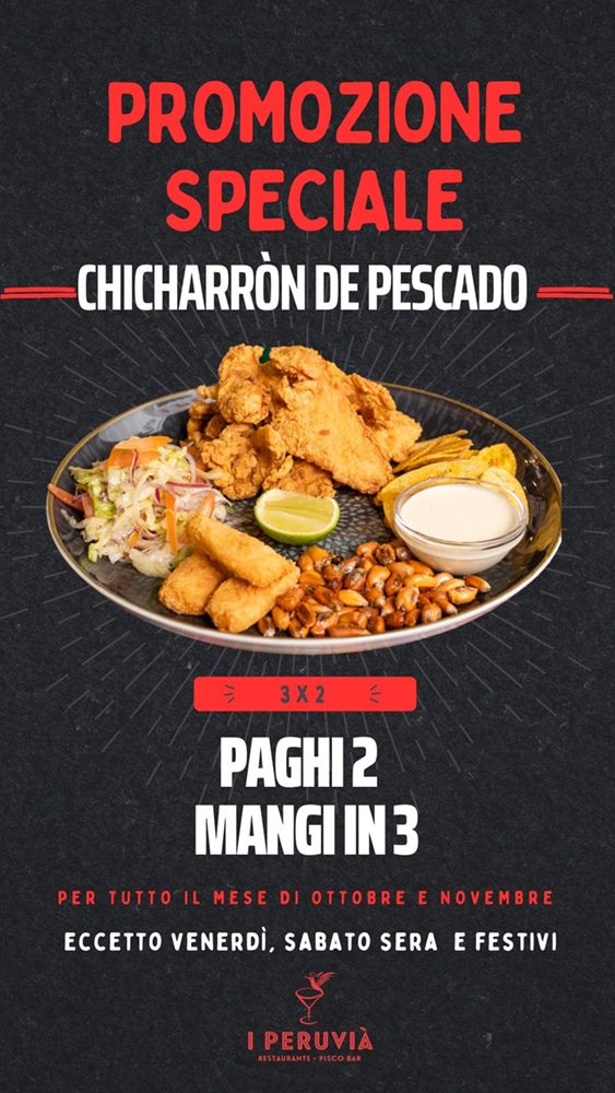 Locandina promozione chicharron de pescado 3x2